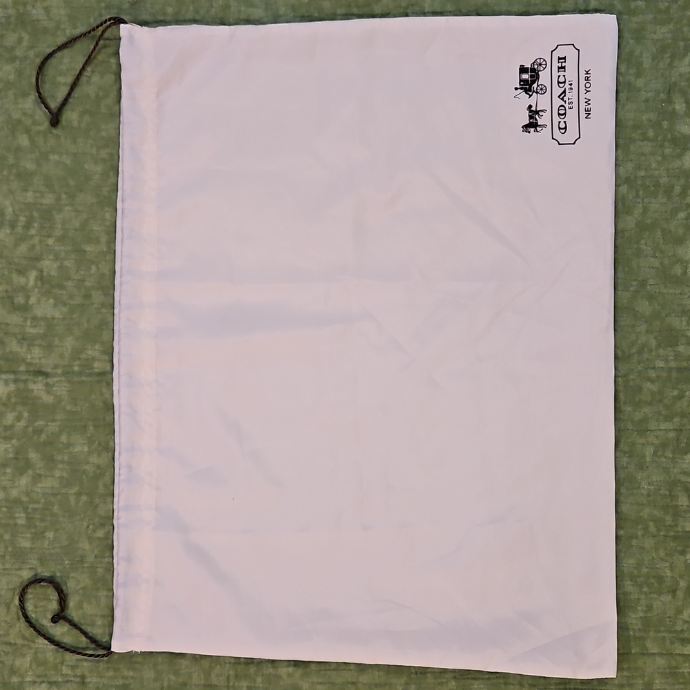 Coach Dust Bag 19.5 X 15" Cream Ivory With Brown Drawstrings New York Est 1941